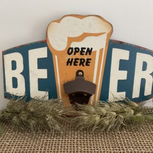 Tekstbord met flesopener “Beer”
