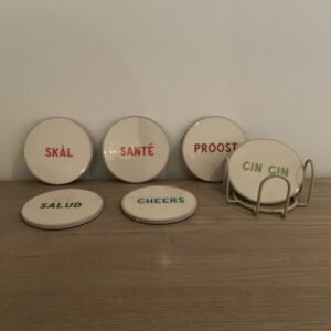 Set van 6 onderzetters in rekje