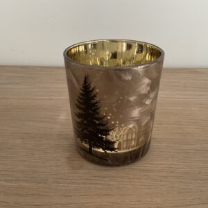 Theelicht met bruine kerstboom