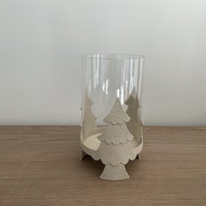 Windlicht beige kerstbomen L